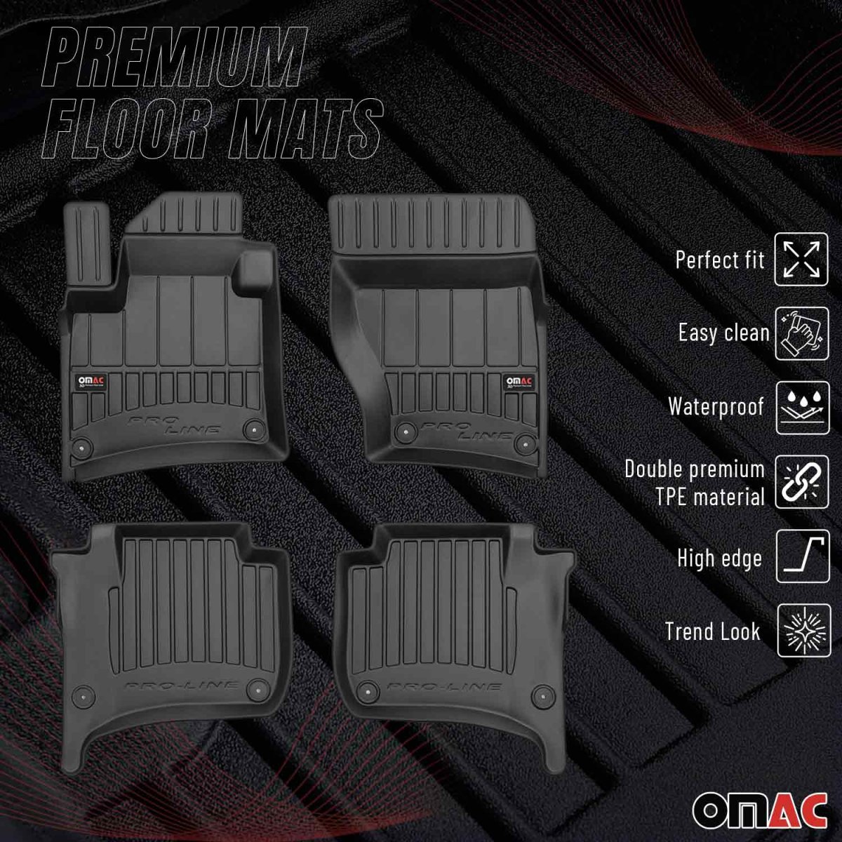 Volkswagen Touareg Floor Mat - Omac - Premium TPE - Black - '10-'17